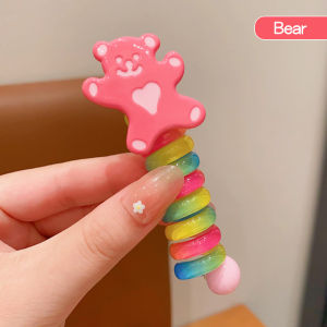 Sweetybayibayi Kids Spiral Hair Tie Girl Cute Flower Hair Rope Rubber Band Phone Line Hair Ring Cartoon Sanrio