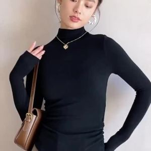 ** 2025 High-Quality Modal Half-High Collar Solid Color Bottoming Shirt Womens Autumn Winter Inner Front Shoulder Long-Sleeved t