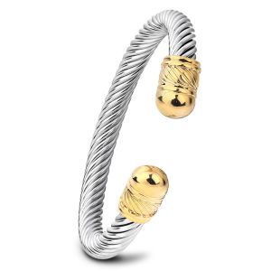 New European and American stainless steel personalized designs 7MM Adjustable Open Steel Wire Cable Bracelet Versatile Wholesale Hot Sale