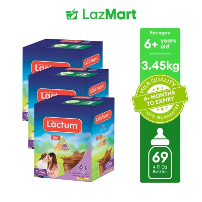 Lactum 6+ Chocolate 3.45kg (1.15kg x 3) Powdered Milk Drink for Children 6 Years Old and Above