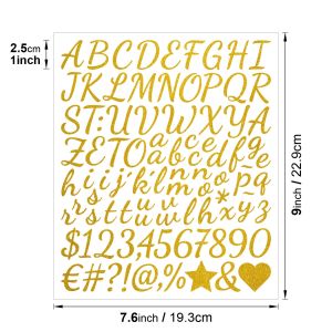2.5cm 1inch diy GLITTER  26 Letter Sticker Number Alphabet Waterproof Personalized Stickers