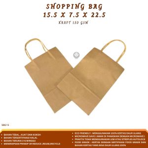 Paper Bag 15.5X7.5X20 Shopping Bag Cokelat (Isi 10 Pcs-SBG15)