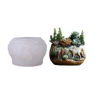 Silicon tái sử dụng Sói Khuôn Silicone kết cấu cho nhựa thủ công nghệ thuật crafting trang trí trồng ý tưởng món quà độc nhất vô nhị