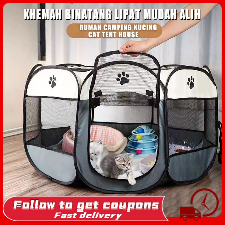 🔥[Ready-Stock]Cat Tent Folding Cat House Cat Cage Portable Outdoor ...