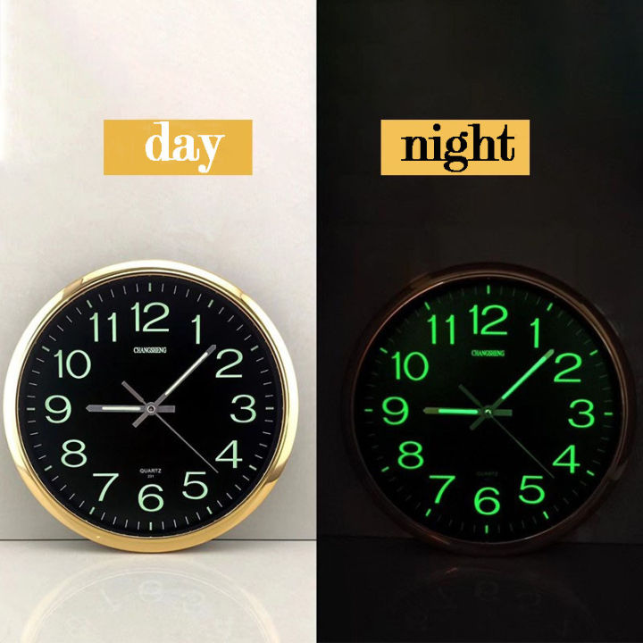 12inch Modern Luminous Large Quartz Wall Clock Glow In The Dark Bedroom