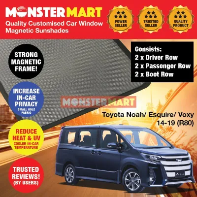 Toyota Noah Voxy Esquire 2014-2020 3rd Generation (R80) Customised Car Accessories Window Magnetic Sunshades 6 Pieces (Best Compliment with Car Window Solar Film Tint)