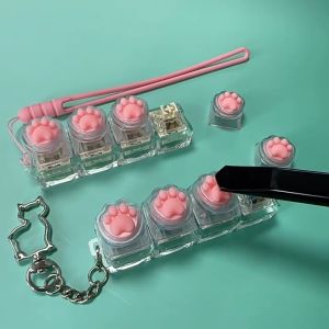 Quivlox Cute Cat Paw Keycap Keychain Stress Relief Keyboard Fidget Toys with sound  Mechanical Button