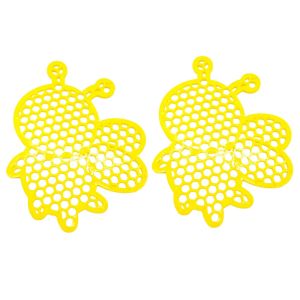 ALENEE 2Pcs Yellow Floating Bee Island 7.87 Inch Round Butterfly Bee Waterer Luring Insects Eco-Friendly Bee Watering Station Garden Decor