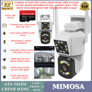 (Tùy Chọn Tặng Kèm Thẻ Nhớ 128G - Bảo Hành 24 Tháng) Camera Ip Wifi 2 Mắt 6.0 MP FULLHD 4K Xem Đêm có Màu Camera Kép 2 Ống Kính Xoay 360 Độ Camera Ngoài Trời Chống Nước Đàm Thoại 2 Chiều Cảm Biến Hồng Ngoại Góc Siêu Động