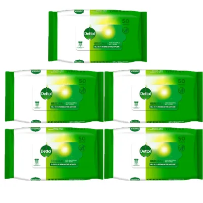 Dettol Wet Wipes/Tissue Antibacterial 50 Sheets – Perfect for Travel Office and Home Use