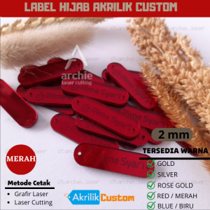 Label Hijab Label akrilik Label brand akrilik Custom LABEL HIJAB AKRILIK LABEL BAJU MERK LOGO BRAND LOGO JILBAB KERUDUNG gold muslim