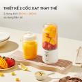 Máy xay sinh tố cầm tay mini Gaabor FP03T-WH01A 350ml công suất 50W ly xay nhỏ gọn tiện lợi tích điện cổng sạc USB kèm 2 cốc tiện lợi. 