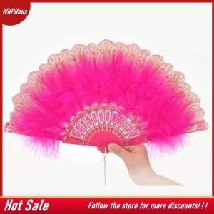 【COD】🔥🔥🔥 Lolita Feather Folding Fan Japanese Sweet Fairy Girl Dark Gothic Court Dance Hand Fan with Pendant Gift Wedding Party Decoration