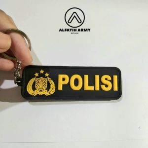 Gantungan Kunci Polisi Karet Bolak Balik Premium 1 PCS Motor Mobil AlFatih Army