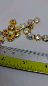 STONE BATU KRISTAL CANGKANG GOLD DAN SILVER MATA AB KUALITAS BAGUS DAN KILAU PER LUSIN