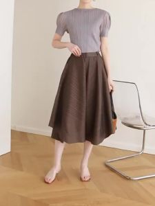 2520 Casual Style Slimming T-Shirt Summer Wrinkle Fashion Simple [Can Match The Skirt 1013 Or Pants 2923] One Size (45-75kg)