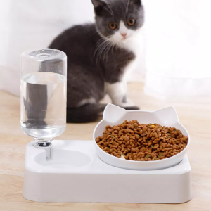2 in 1 Pet Bowl 15° Protect Cervical Vertebrae Dog Food Bowl Automatic Drinking Feeder Pet Feeding