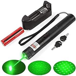Green Laser Pointer 303 Jarak Jauh Fullset Hijau Hitam Charger Senter laser kunci pengaman