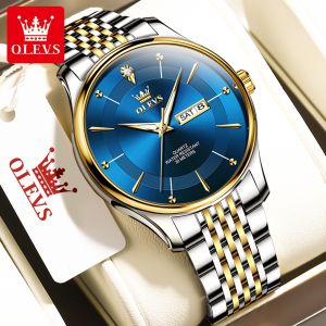 OLEVS Watch For Men Sale Original With Box Waterproof 2024 High Fashion Quartz Watch Stainless Strap Men Wrist Watches