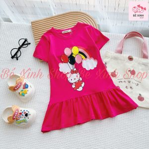 [Bão Sale]Váy Đầm Cộc Tay Mùa Hè Dễ Thương Cho Bé Gái Minky Mom Váy Đầm Thun Lạnh Ngắn Tay Cho Em Bé Gái ĐẦM CỘC TAY Bé_Xinh_Shop