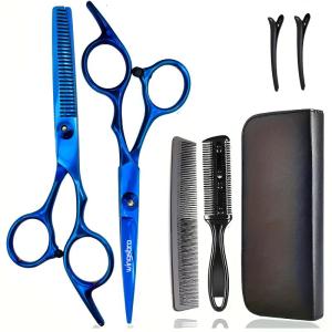 ชุดกรรไกรตัดผมระดับพรีเมี่ยม6นิ้วเพื่อการจัดแต่งตัดผมบางที่แม่นยำชุดอุปกรณ์จัดแต่งทรงผมตัดผมแบบสมบูรณ์สำหรับซาลอนสำหรับใช้ในบ้านช่างตัดผม