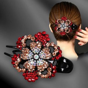 YOCKY Shinning Thanh lịch Kẹp tóc Kẹp tóc Cô gái Acrylic Giá đỡ đuôi ngựa Kẹp tóc Rhinestone Phụ kiện tóc Kẹp mỏ vịt hoa