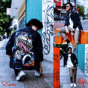 JAKET JEANS DENIM PRINTING PREMIUM Gambar Belakang Pria Wanita COUPLE Gambar Jaket Denim Terlaris TRENDY