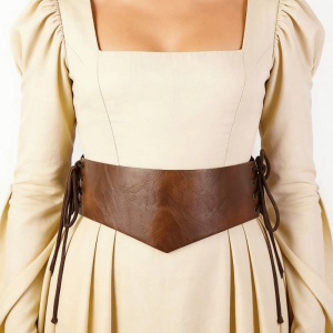 SHIRUI Adjustable Leather Corset Belt European Court Style Tying Rope Retro Waistband  Waist Cummerbunds Medieval Costume