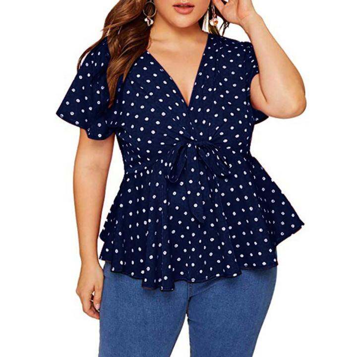 Polka dot hotsell plus size shirt