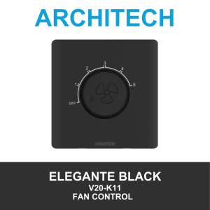 Architech Elegante Black V20-K11 Black Sakelar - Saklar Pengatur Kipas 100W
