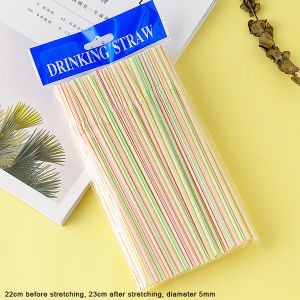 100pcs 26cm Elongated Colorized Tortuous Thin Milktea Juice Pearl Zagu Disposable Sucker Straw