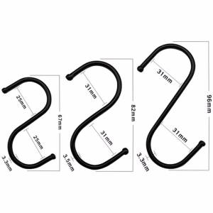 5Pcs Black S Shape Hook Kitchen Pan Hanging Holder Garden Bathroom Towel Bags Clothes S Hooks Home Storage Tools Railing Hanger