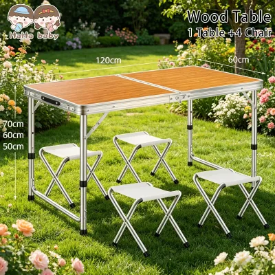 HAHA BABY Portable Aluminum Alloy Folding Table and ChairsSet Multifunctional Camping Outdoor Adjustable Height
