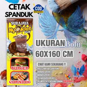 Cetak Spanduk Cetak Banner ES COKLAT BURGER & CORNDOG Costom Desain