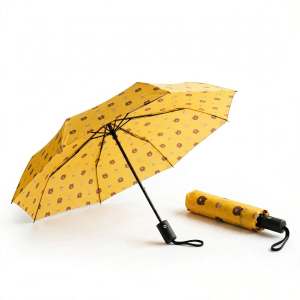 LINE FRIENDS Brown Bear Folding Umbrella Collection: Navy Blue with White Dots Yellow with Black Dots Light Blue with White Dots Pink with Brown Dots Light Blue with Brown Dots.