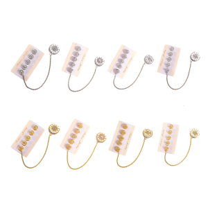 Muslims Men Decorative Brooch Buttons Set with Star Moon Design Metal Texture Suitable for Formal and Casual Outfits