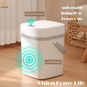 Vision Intelligent Induction Automatic Trash Can Touchless Smart Dust Bin Automatic Sensor Smart Sensor Home Living Room Bedroom Rubbish Bin Kitchen Dustbin Storage Barrels