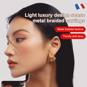 Sunrichh Earrings Women Unique Braided Gold Earrings Metal Earrings Exaggerated Studs