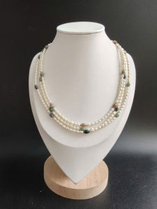 [ Woosilver ] Vòng Cổ 3 Sợi Trai Ngọt Mix Đá Xanh Rêu - Secondhand - NTN178