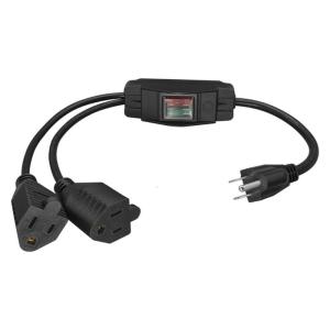 5-15P ถึง2x 5-15R สายไฟพร้อมสวิตช์สำหรับคอมพิวเตอร์อิเล็กทรอนิกส์สำนักงานบ้านสายไฟอะแดปเตอร์อุปกรณ์เสริม