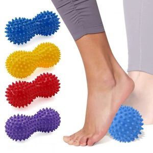 GUHEHARD Muscle Relaxation Foot Massage Roller Deep Point Massage Inflatable Meridian Massage Roller Portable Comfortable Peanut Spiky Ball Sports Fitness