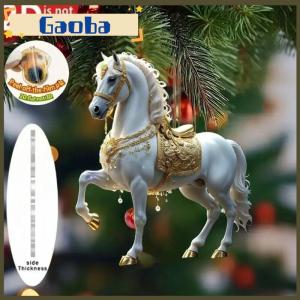 gaoba 2D Acrylic Horse Car Rearview Mirror Pendant Charm Christmas Tree Backpack Hanging Ornament Party New Year Decoration Hanging