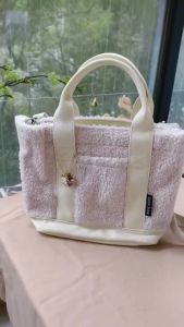 Premium Plush Teddy Fleece Womens Tote Bag Japanese Rakuten Lunch Pouch Handbag Shoulder Crossbody Bag