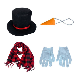 4 Pcs Snowman Costume Kits Winter Frosty Snowman Costume Hat Scarf Nose Gloves Christmas Snowman Costume Accessories