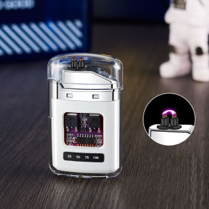 Quẹt Sạc Điện Plasma Mini Vỏ Trong Suốt - Có màn hiền hiển thị pin