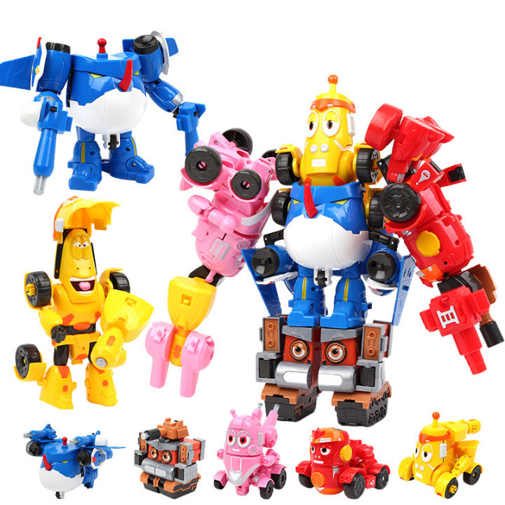 1pcs Cute Animal Robot Larva Figures Assembly Toys Transformation Robot Mecha Car Action Figure Birthday Gift For Children