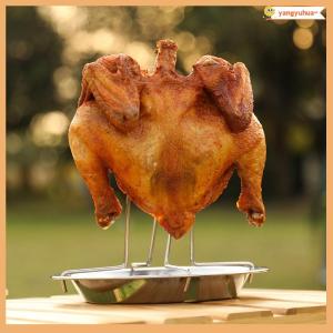 yangyuhua Rang Nướng Đứng Gà Rang Nướng Giá Nhà Bếp Ngoài Trời BBQ Công Cụ Thép Carbon Không Dính Nướng Gà Tấm