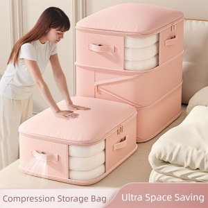 T6JOB1 Large Capacity Compression Storage Bag Ultra Space Saving Visual Window Closet Sorting Bags Portable Dustproof Duvet Organizer For Home