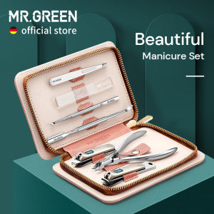 MR.GREEN Manicure Set Pedicure Sets Nail Clippers Tools Stainless Steel Professional Cuticle Cutter Travel Case Kit 7Pcs/Set For Women