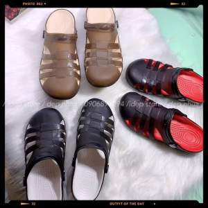 Giày sandal Giày sục nhựa dẻo 3 sọc cao cấp đi mưa bít mũi nữ iDÉP - GL043